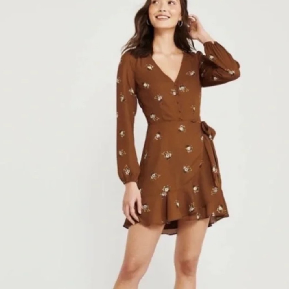 Floral Rust Wrap Dress Abercrombie size small